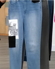 DG2 by Diane Gilman ClassicStretch Appliqué Patch Skinny Chambray sz 24W Petite