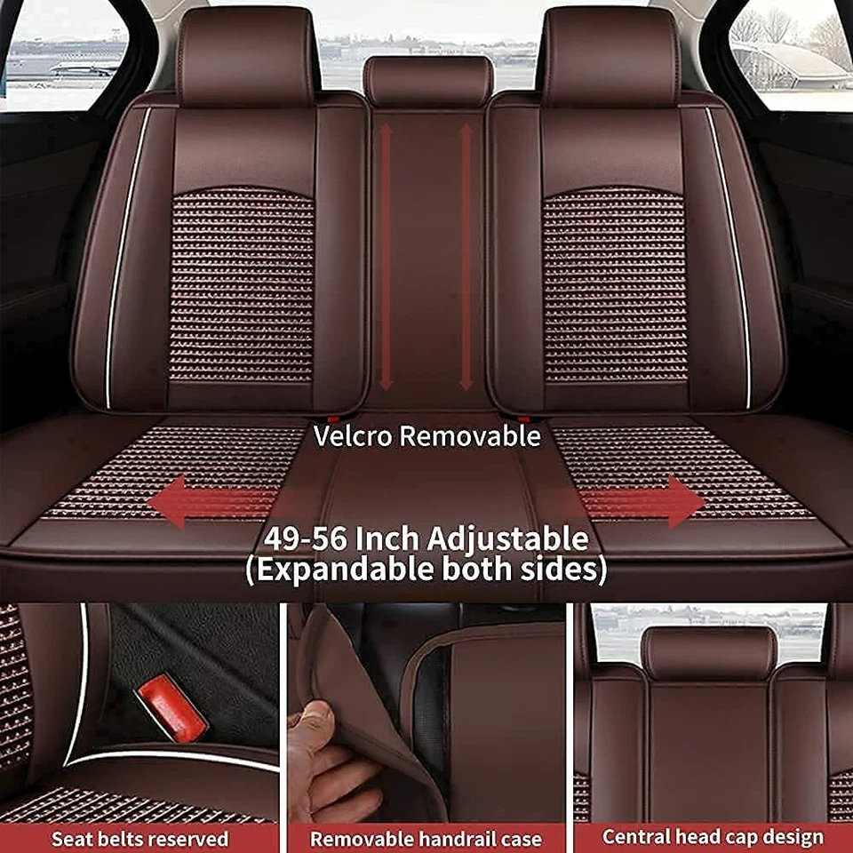 360° Leather Car Seat Covers Full Set Brown for Mitsubishi Triton ASX Outlander - image 4 of 4