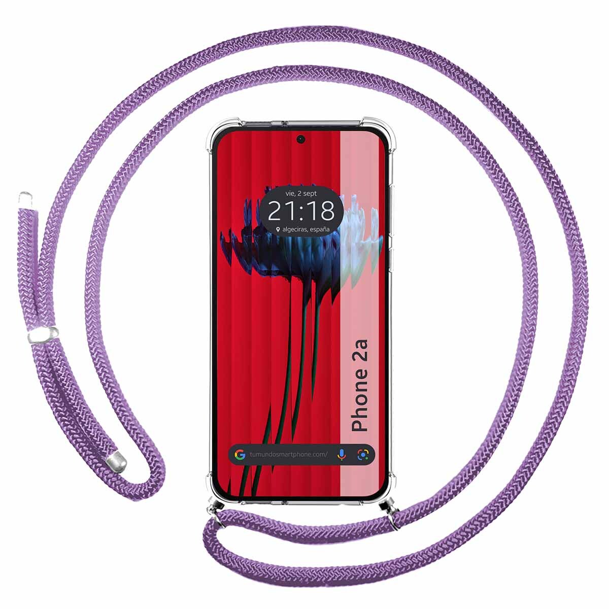 Cover Ciondolo Trasparente per Nothing Phone 2a 5G Con Cordino Viola
