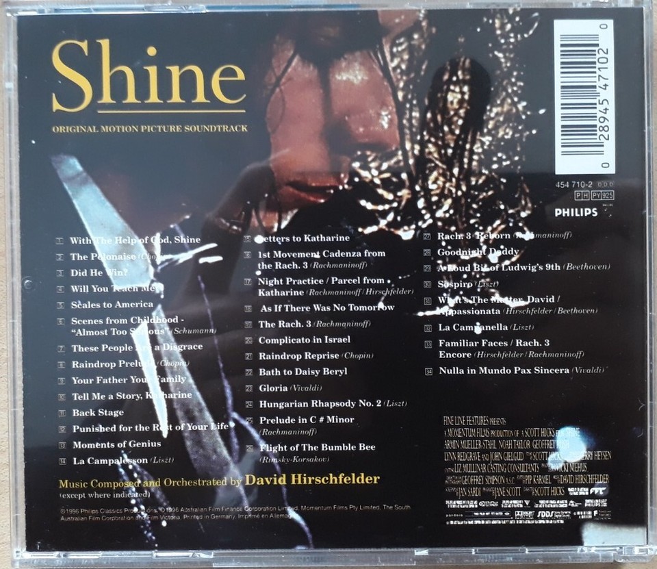 SHINE - ORIGINAL MOTION PICTURE SOUNDTRACK (CD, 1996) | eBay