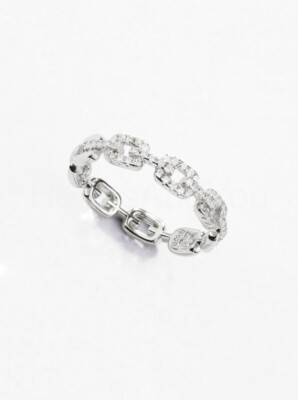 2ct Round Cut Moissanite Short Link Women Wedding Band Real Solid Platinum Pt950
