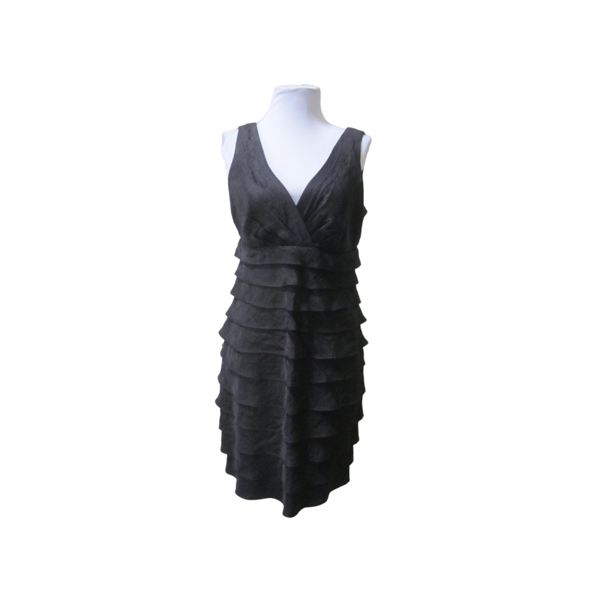 LONDON TIMES Black Tiered Ruffle Sleeveless Criss Cross Bodice Dress Sz 10  | eBay