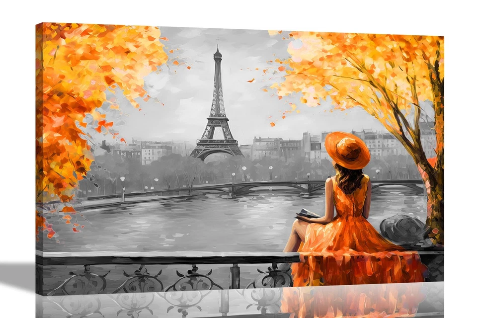 Alone Blissful in Paris Canvas Prints Romantic Wall Art Pictures Black and White - Image 4 of 4