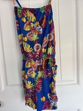 NEW NWT Girls Size 14 There Abouts Pretty Blue Floral Terry Swim Cover Romper