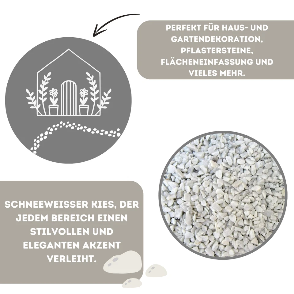 Dekosteine | Weiß | 7-15mm | Marmorkies | Natursteine zur Dekoration | Zierkies - Bild 3 von 4