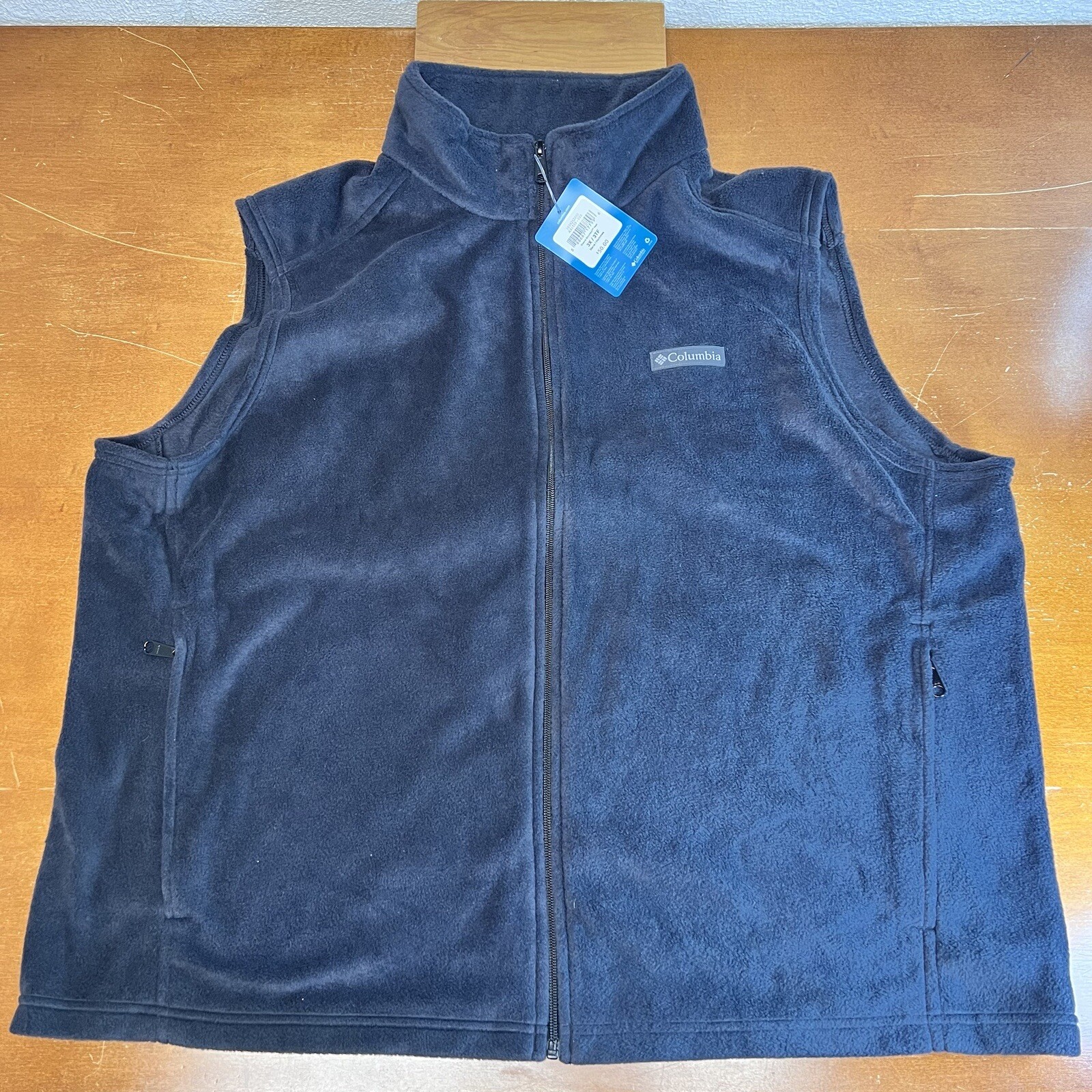 Columbia Vest Mens 3X Black Fleece Full Zip Sleeveless Gem