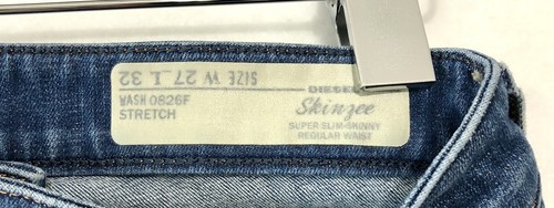 Diesel Skinzee Blue Denim Super Slim Skinny Regular Waist Jeans W27 L32 - Picture 3 of 4