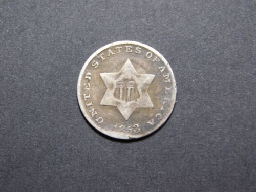 VINTAGE US COINS 1853 3 CENT SILVER COIN - Picture 4 of 8