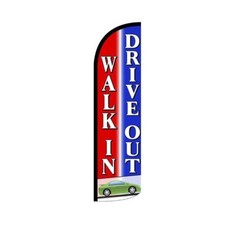 Walk In Drive Out Swooper Flutter Windless Feather Flag  3ft W x 11.5ft Tall