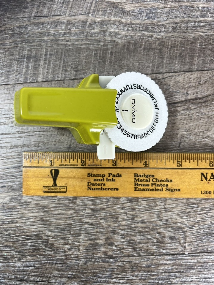 Vintage Dymo Mini Label Maker 1971 Olive Green Office Organize eBay