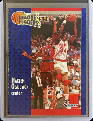 Hakeem Olajuwon - 1991 Fleer Basketball - League Leaders #223