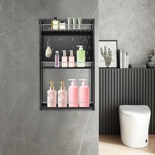 3 Tier Storage Rack Wall-mounted Storage Rack With Hooks For Bathroom Bedroom
