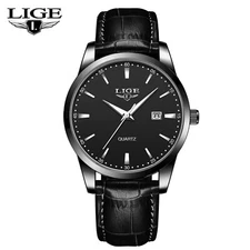 LIGE Men Watch Business Waterproof Quartz Analog Date Luminous Casual Wristwatch