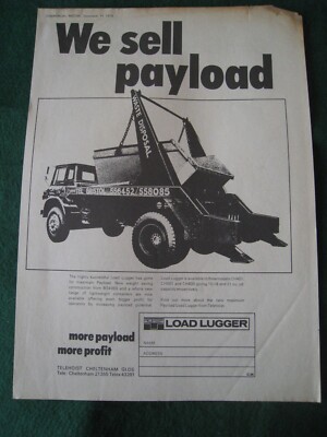 TELEHOIST LOAD LUGGER WASTE DISPOSAL BRISTOL 1970 ADVERT A4 FILE 28