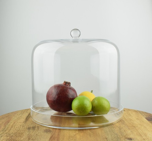 Handmade Glass Display Cover Cloche Dome Tall 24 cm With Plate Ø 25.5 cm