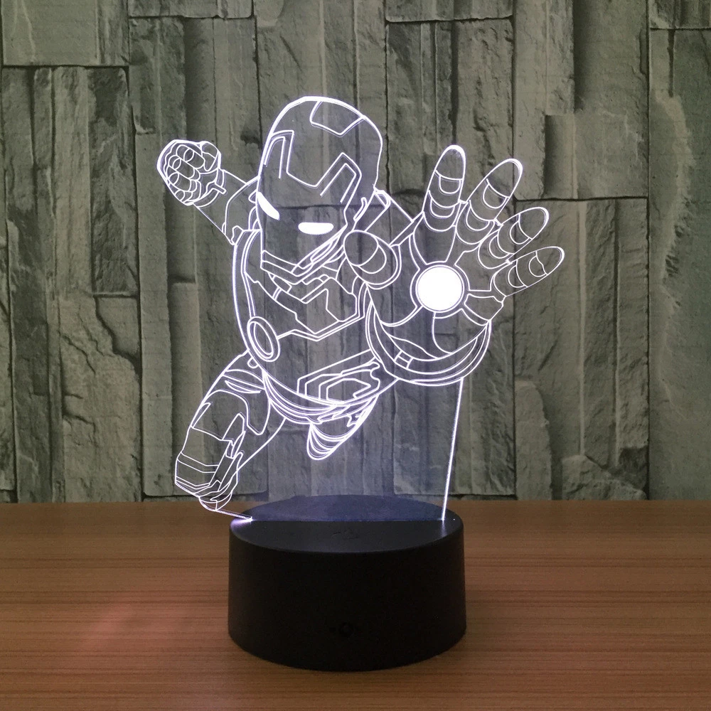 Iron Man Avengers Marvel 3D Acrylic LED 7 Colour Night Light Touch