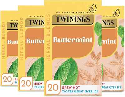 Twinings Teebeutel mit Butterminzgeschmack - 80 biologisch abbaubare Teebeutel 4 x 20 BEUTEL