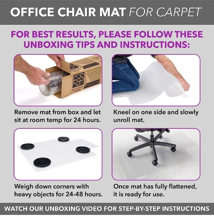 OFM ESS8800C Transparent Chair Mat with Lip for Carpet 36x48in