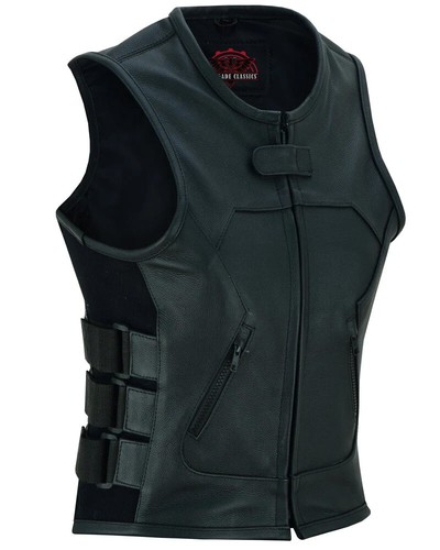 Damen kugelsicher Stil Swat Rider Rindsleder Ladies Club taktische Lederweste - Bild 2 von 9