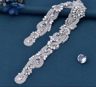 Bridal Dress Belt Wedding Belt Luxury Silver Crystal Applique For Sash  Ribbon | eBay