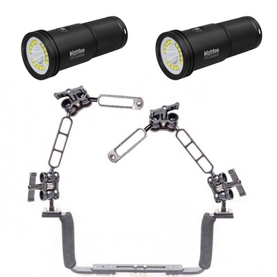 Dual Big Blue VTL10000P Video Lights - Mounted on a Ocean Tray Light Set