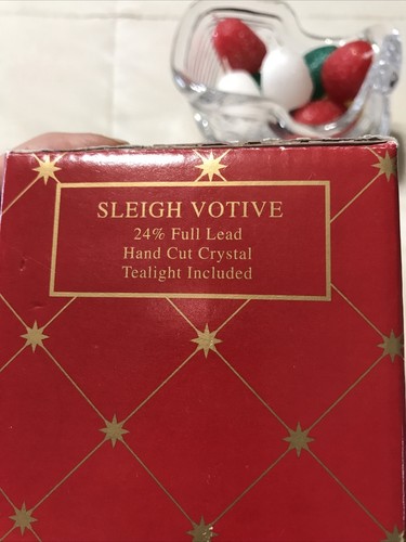 Home for the Holidays 24% Lead Crystal Sleigh Candle Holder W/Gumdrop Candles - Picture 10 of 13