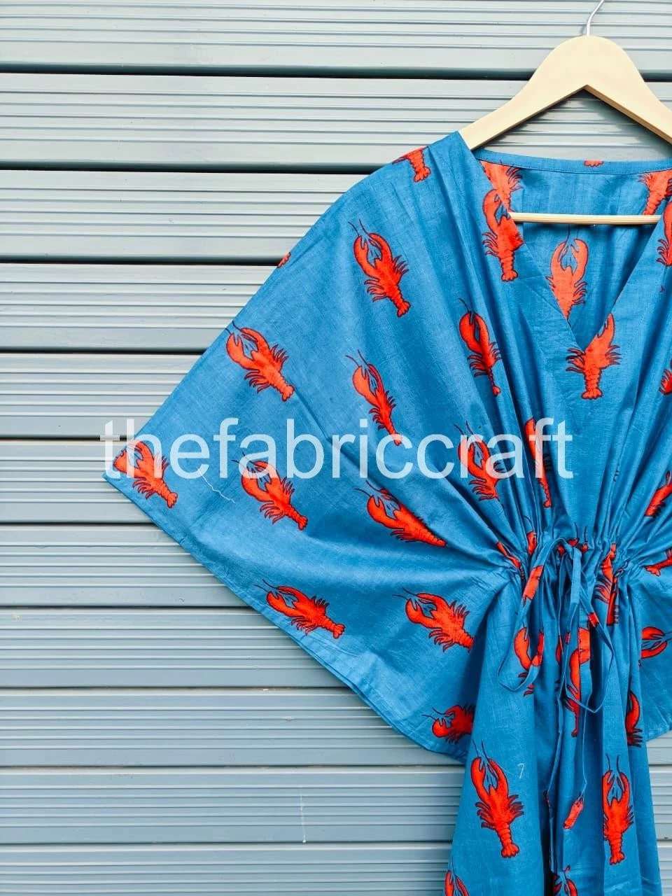 Lobster Print, Fashion Viral Cotton Lobster Kaftan, Resort & Beachwear