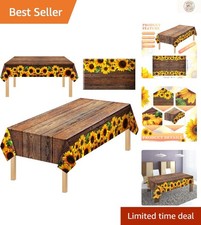 Lightweight Sunflower Wood Grain Tablecloth - Perfect for Parties  Gatherings