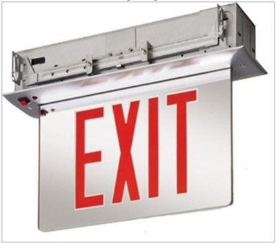 EELP LITHONIA UR-EDGR LED RED EXIT SIGN 1 Face Aluminium Housing - Battery P12