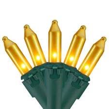 Northlight 100 Opaque Gold Mini Christmas Lights - 34 ft Green Wire