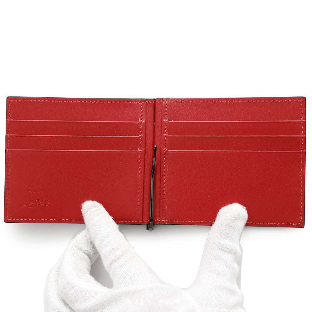 Christian Louboutin Bifold Wallet Money Clip Wallet Logo Leather