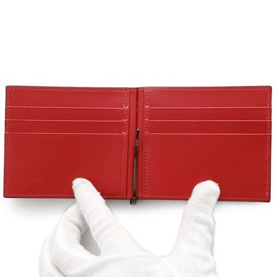 Christian Louboutin Bifold Wallet Money Clip Wallet Logo Leather