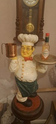VTG Jolly Italian Chef/ Statue 25'' Tall Welcome To Your Bristol Or Restaurant 