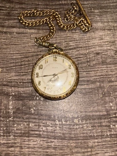 Antique Elgin 14k GF 17j Pocket Watch W/ Chain Not Working