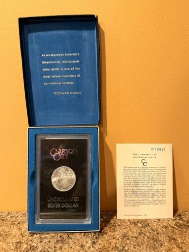 1882 CC Morgan Silver Dollar in Original Box & COA Carson City GEM BU