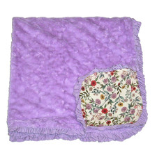 Posh Peanut Luxe Patoo Botanical Floral Purple Plush Baby Blanket Ruffle Trim