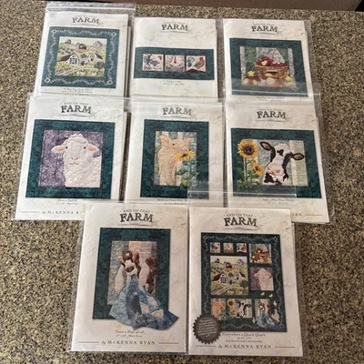 AND ON THAT FARM McKenna Ryan Quilt Patterns Block 1-8 Unused Uncut Pattern Only - Image 1 of 4