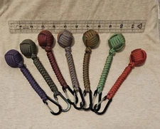 550 Paracord 1" Pinball Decorative Monkeys Fist 5.5" Color Changing Cord 2" Clip