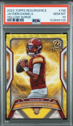 (RC)-PSA 10- /225 - 2024 Topps Resurgence-Jayden Daniels-Yellow Surge Refractor