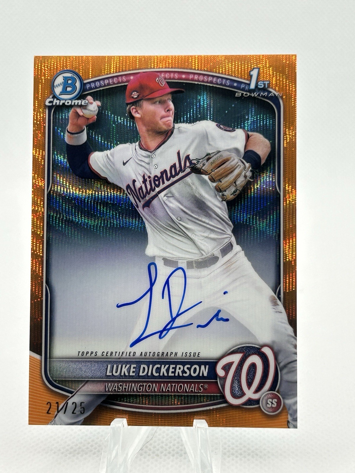 2025 1st Bowman Chrome Luke Dickerson Orange Wave Auto /25 Nationals SSP🔥