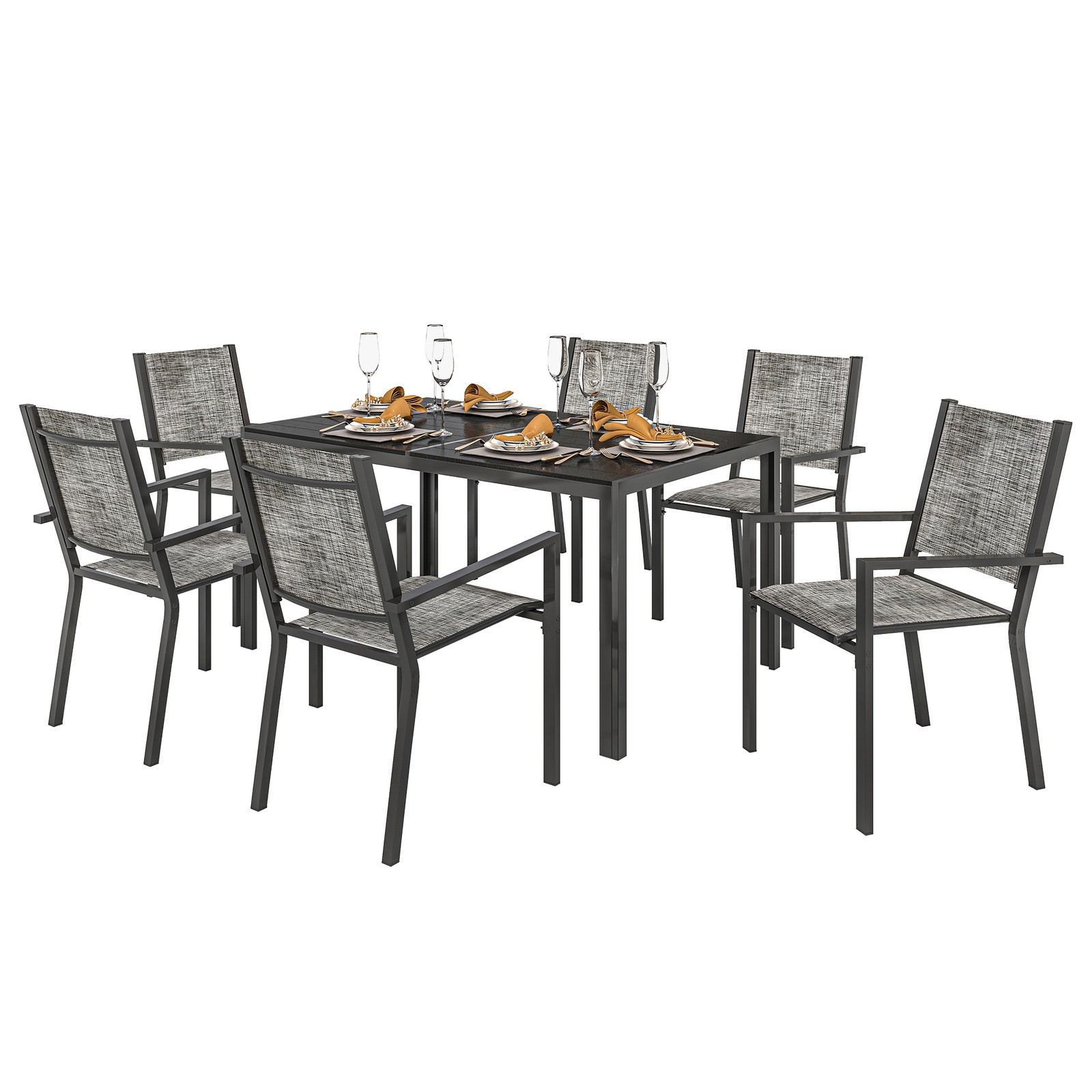 Set da Giardino Outsunny 7 pz con Tavolo e 6 Sedie