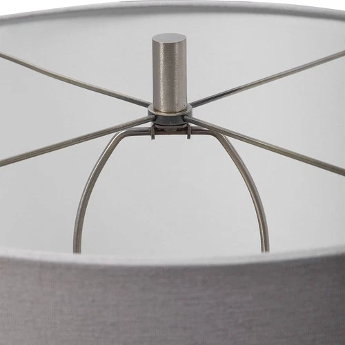 Modern Table Lamp 26" High Cream Ivory Glaze Ceramic Gray Shade for Living Room - Picture 5 of 6