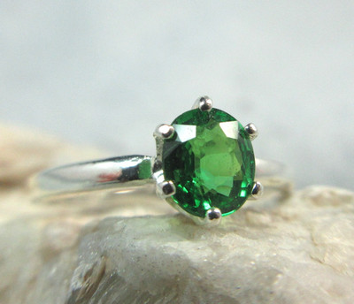 TSAVORIT GRANAT RING - Handarbeit Shocking Green 925 Sterling Silber 0,54 ct.