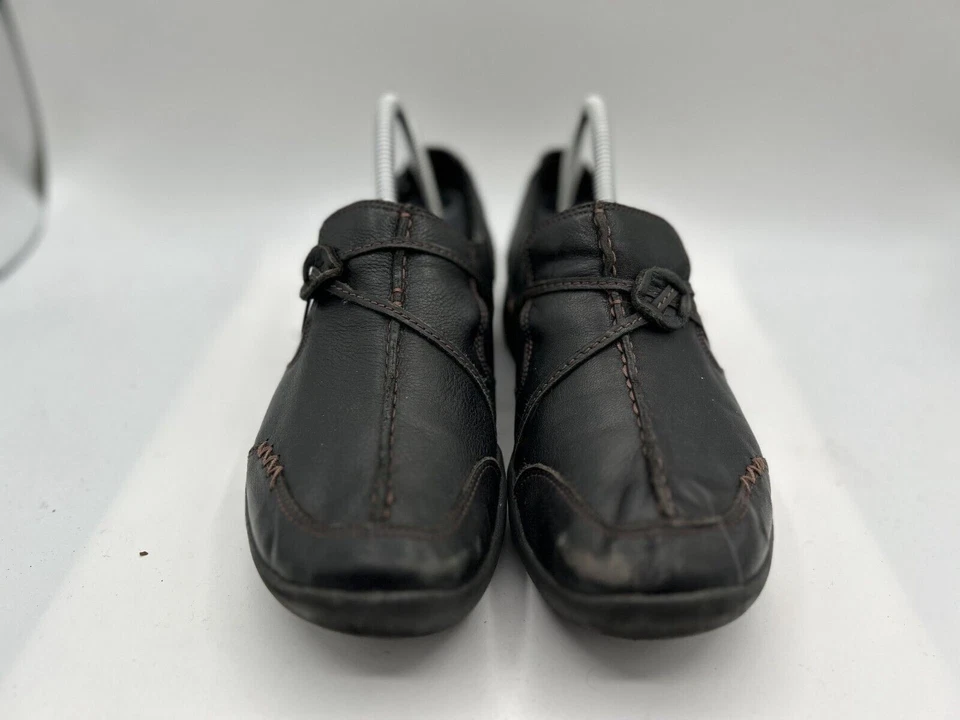 Zapatos cómodos Clarks Unstructured Wave para mujer talla 9M negros sin cordones Foto 2 de 4