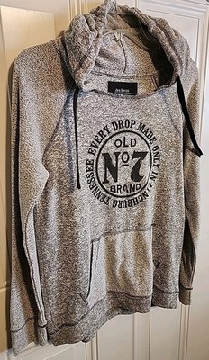 Jack Daniel's Womens L (Fits Like M) Gray Hoodie Kangaroo Pocket 