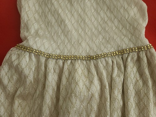Tahari Girls Gold/Cream Shimmer Sleeveless Fit & Flare Dress Size 6 - Picture 9 of 9