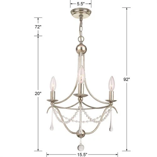 Crystorama Metro 15 1/2"W Antique Silver 3-Light Chandelier - Picture 6 of 6