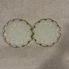 Vintage Milk Glass Deviled Egg Plates - Set Of Two - Gold Trimmed Scalloped Edge