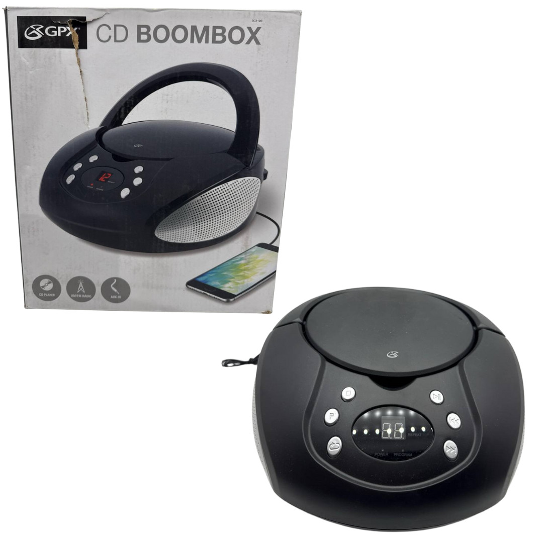 Boombox Am Fm Radio Portable Stereo Speker With Aux In Black