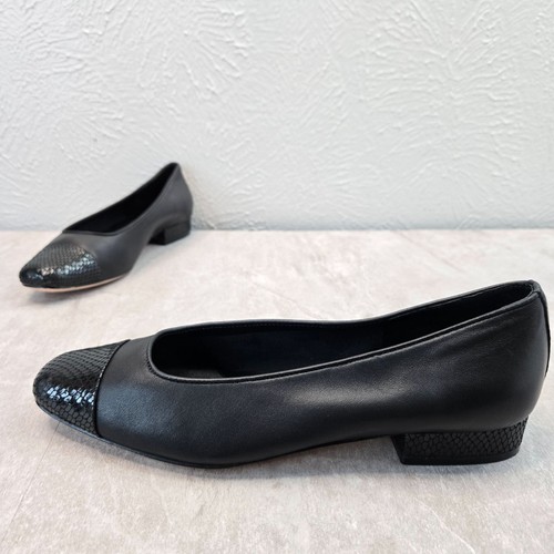 Vaneli Ballerinas Größe 7,5 schwarz Leder Slipper niedriger Absatz Karriere elegante Schuhe